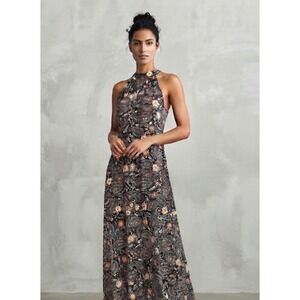 Bar III Paisley Floral Boho Halter Neck Sleeveless Maxi Dress Medium